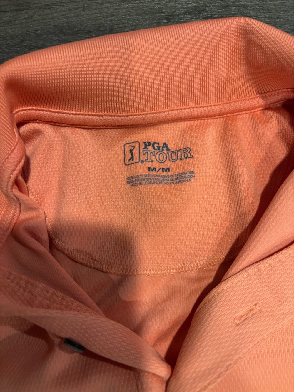PGA Tour Men's Coral-Orange Short Sleeve Polo - Picture 2 of 2